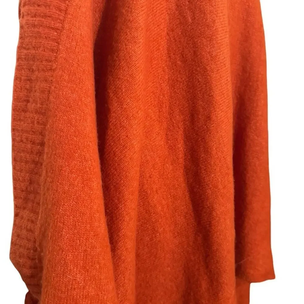 Lou & Grey Orange Turtleneck Asymmetrical Poncho Wool Blend Sweater sz One Size